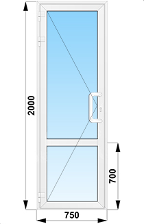 Пластиковые входные двери со стеклянным низом 750x2000